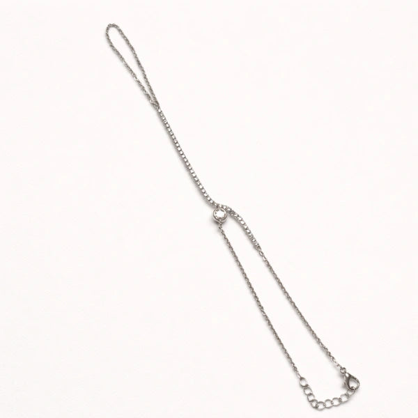 Round Stone Hand Chain – Silver