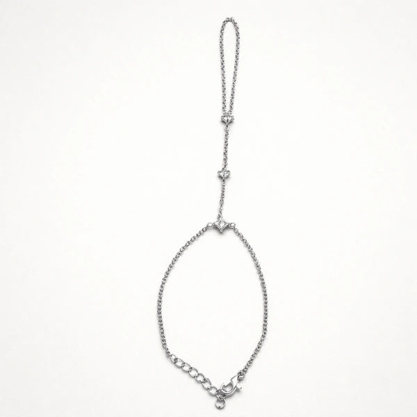 Triple Stone Hand Chain – Silver