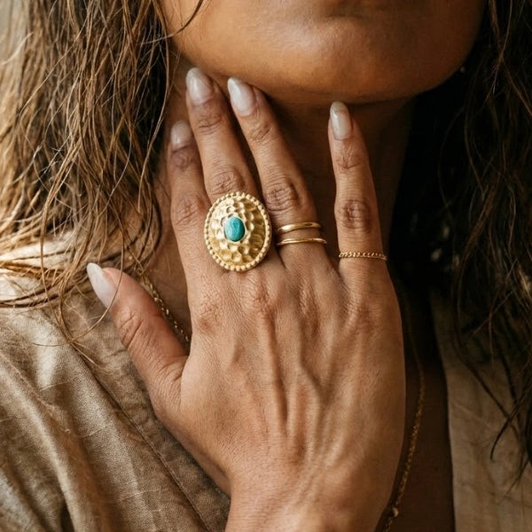 Shield Ring - Green & Gold