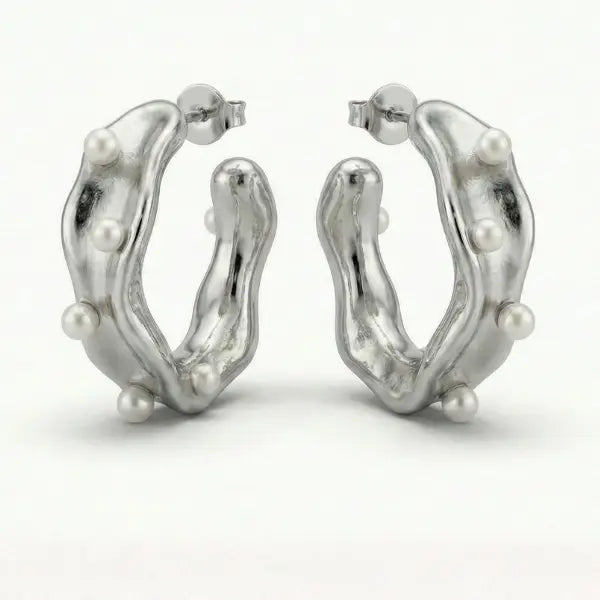 Pearl Hoop Studs