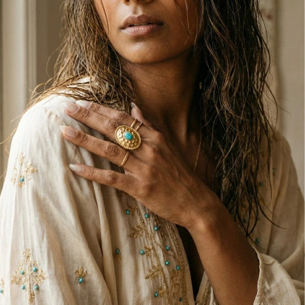 Shield Ring - Green & Gold