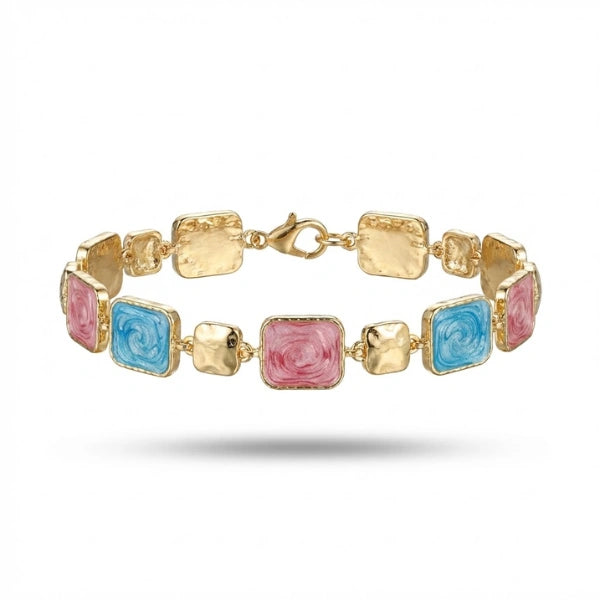 Pink & Blue Stone Line Bracelet