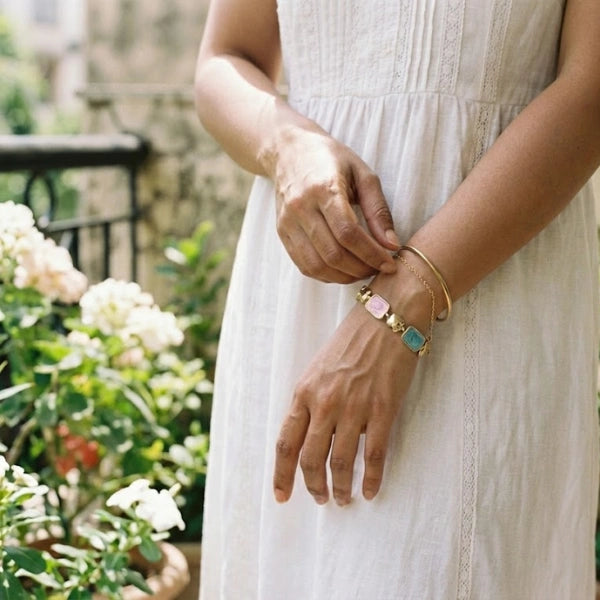 Pink & Blue Stone Line Bracelet