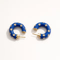 Blue Enamel Stone Hoop Earrings