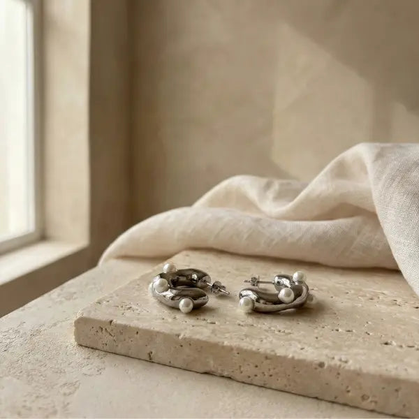 Pearl Hoop Studs