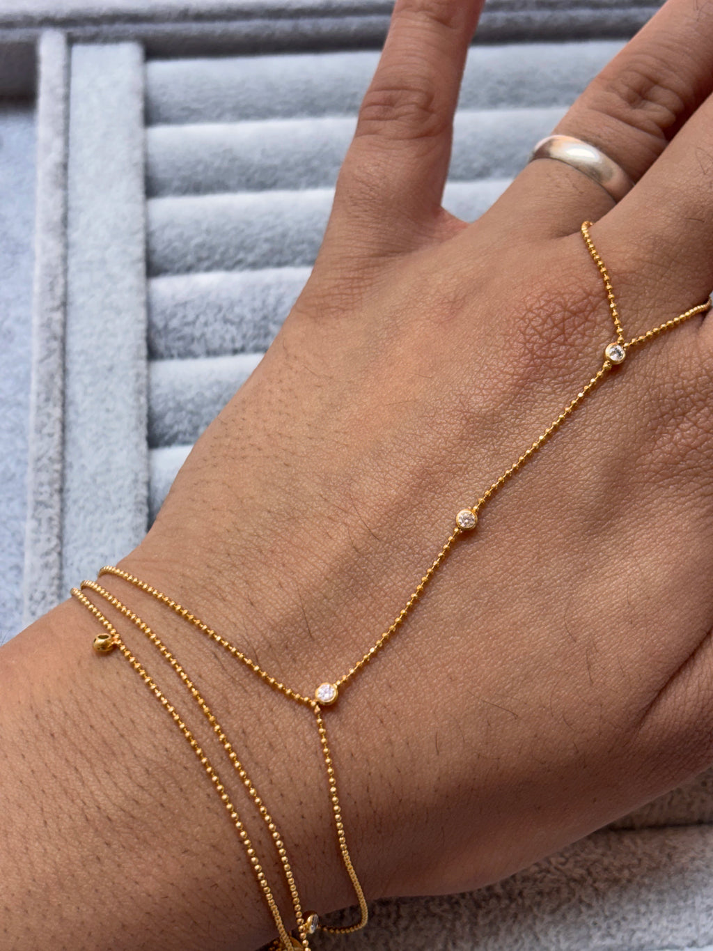 Stone Hand Chain – Gold